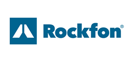 Logo Rockfon, empresa de herramientas y sistemas de construcción