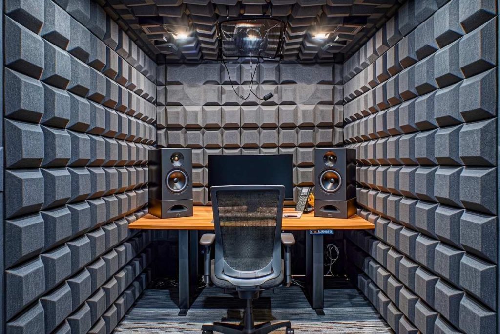 Estudio de música insonorizado con espuma acústica absorvente